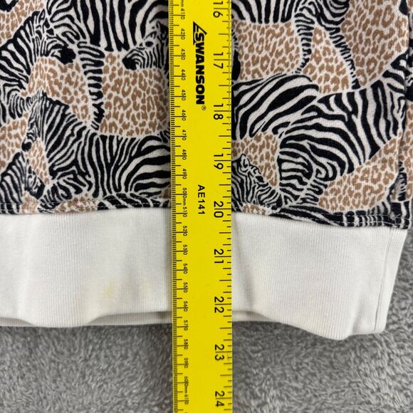 J Crew Sweater Womens S Brown Zebras Novelty Print Terry Crew Neck Long Sleeve - Picture 9 of 15